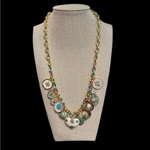 Gold and Turquoise Charm Necklace